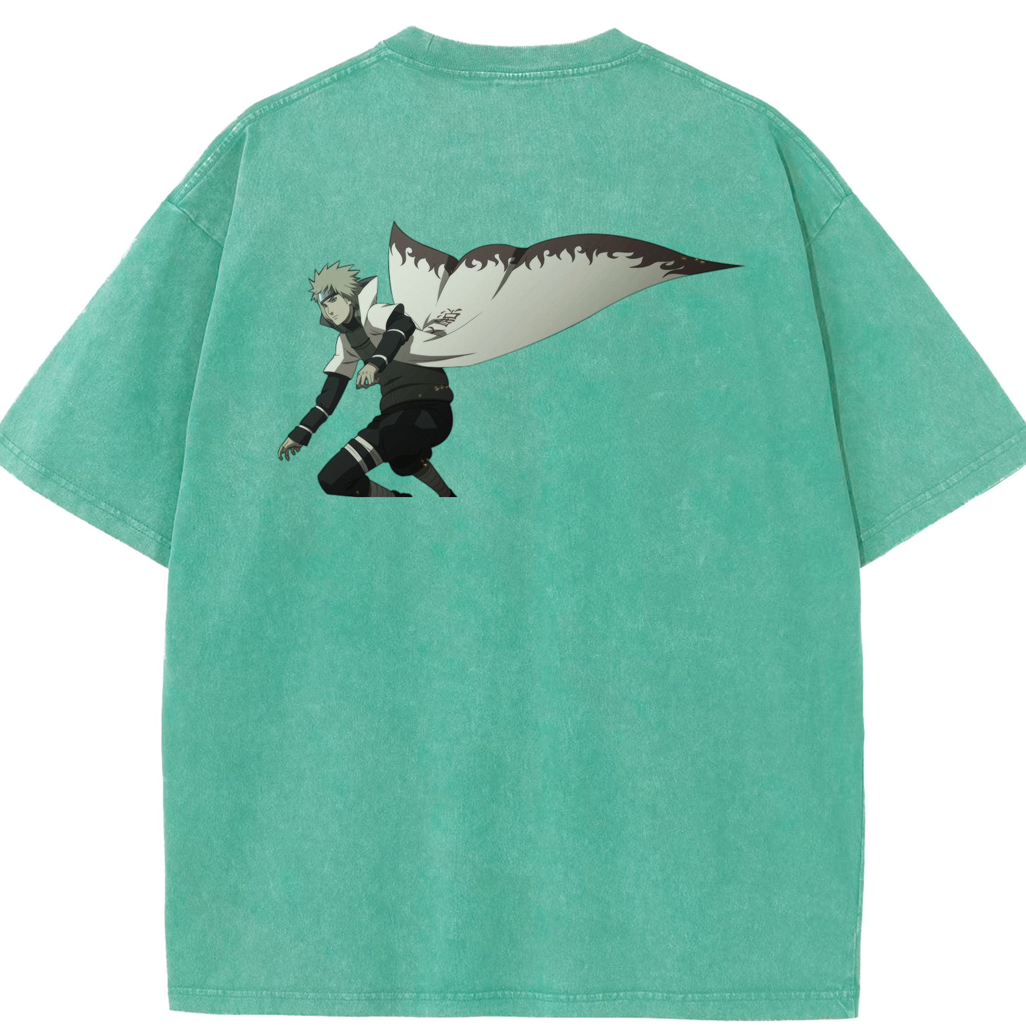 （画像用） NARUTO -ナルト- 波風 ミナト Namikaze Minato 綿100% ヴィンテージ風 半袖Tシャツ（背面プリント）